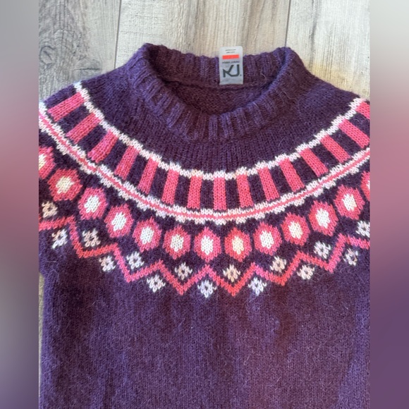 Kari Traa Ringheim Fair Isle Pullover Sweater S Wool Alpaca Jam Purple - Picture 3 of 4